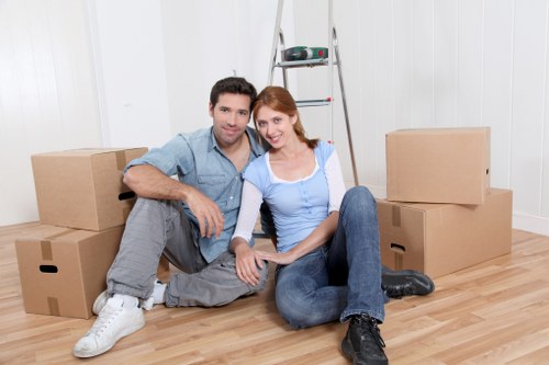 Packing and loading belongings into a removals van