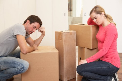 Professional packers preparing fragile household items for relocation in Harrow